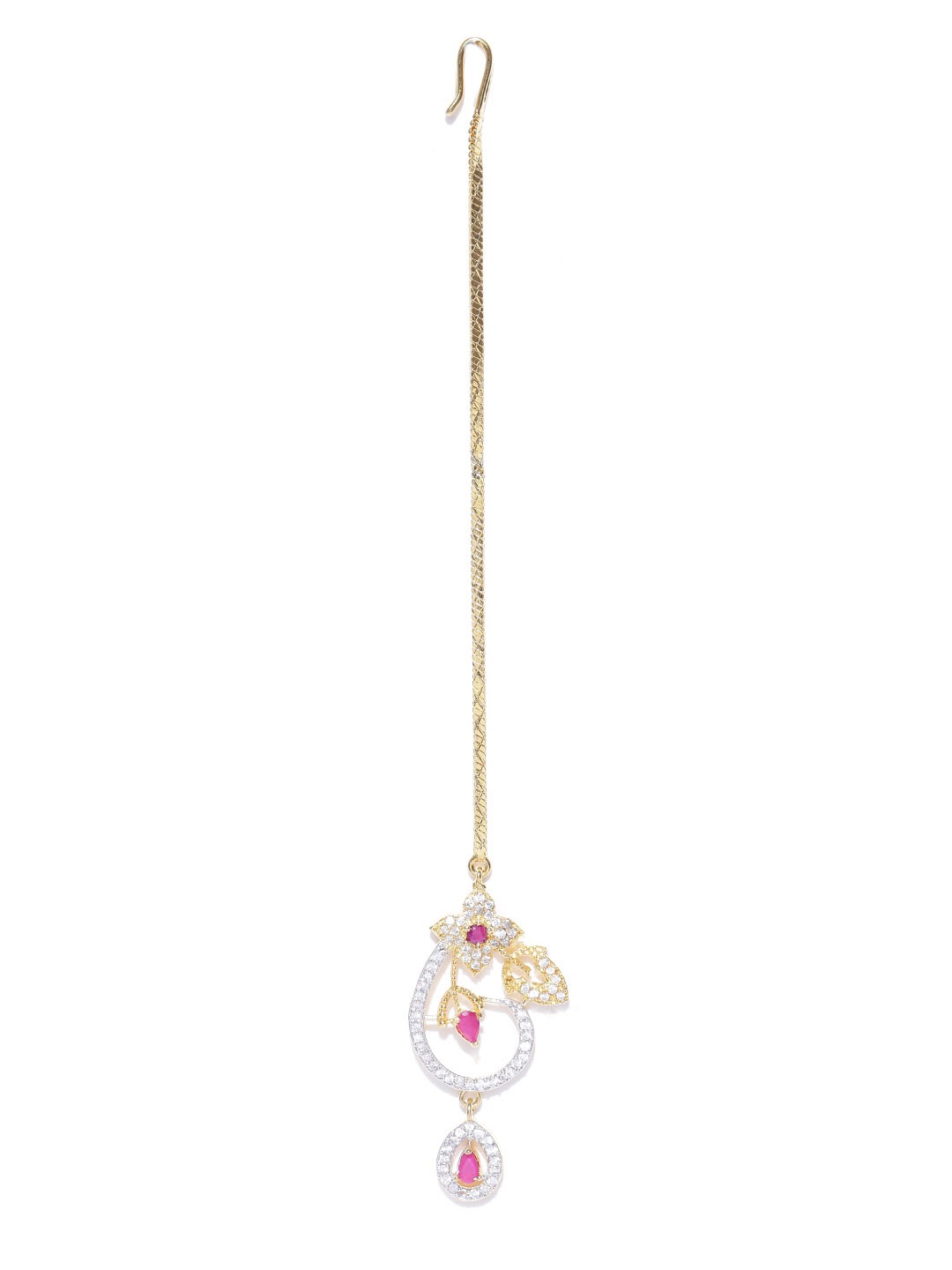 YouBella Gold-Toned  Pink Stone-Studded Jewellery Set